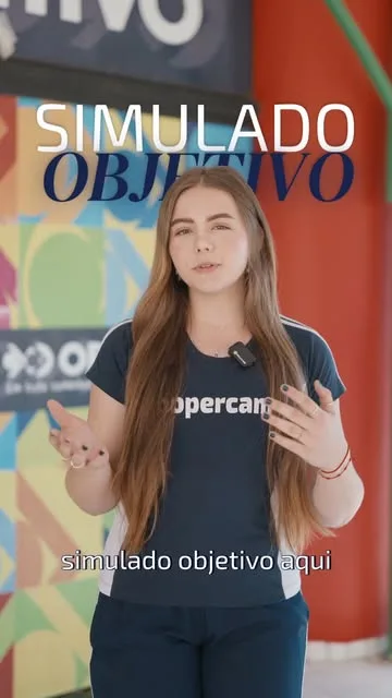 Aluna divulgando o Simulado Objetivo da Escola Coopercamp